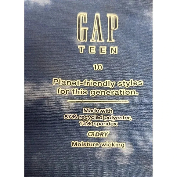 Gap Teen Leggings Yoga Pants Girls Size 10 Blue Periwinkle White Pockets Stretch - Picture 4 of 5